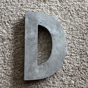Anthropologie Gray Concrete Letter D Wall Decor